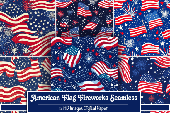 American Flag Fireworks Seamless Pattern – Elevate Your Design Projects with Patriotic Elegance
