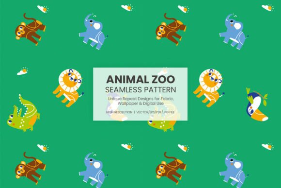 Animal Zoo Seamless Pattern Vecto: A Versatile Tool for Creative Workflows