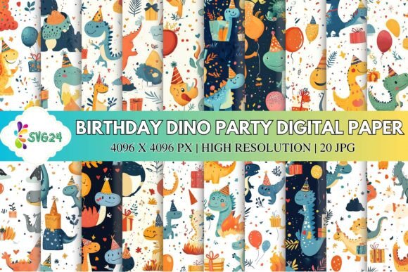 Birthday Dino Party Digital Paper: A Fun and Versatile Addition to Kids’ Celebrations