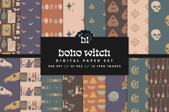 Boho Witch Digital Paper: A Creative Resource for Modern Designers and Crafters