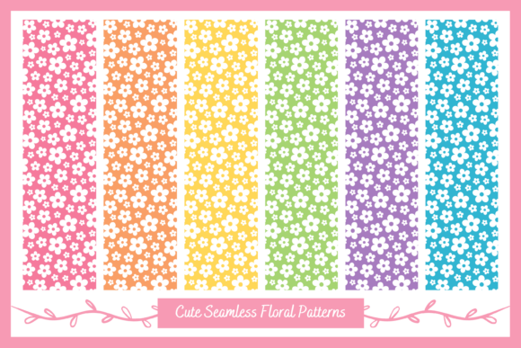Cute Floral Pattern with Rainbow Colors