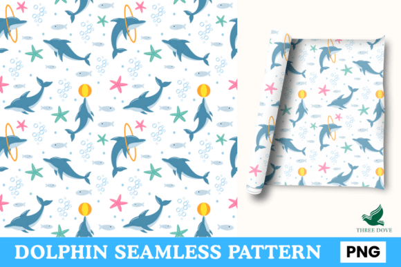 Dolphin Seamless Pattern - 05 for Creative Projects