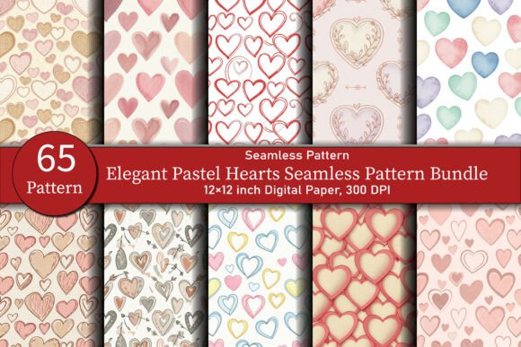 Elegant Pastel Hearts Seamless Pattern – A Versatile Design for Creative Projects