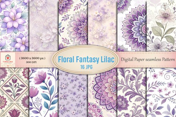 Floral Fantasy Lilac Seamless Digital Paper