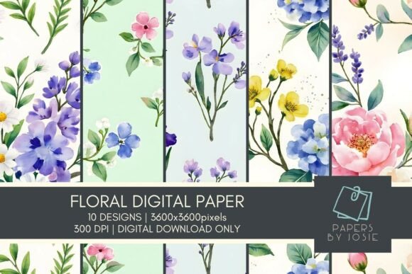 Floral Pattern Digital Paper: 10 Unique Designs for Creative Projects