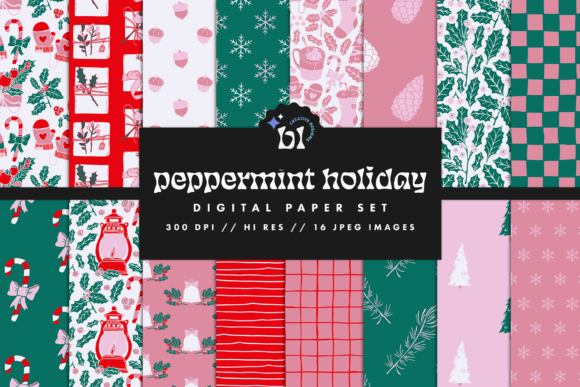 Peppermint Holiday Digital Paper Adds Visual Flair to Creative Projects
