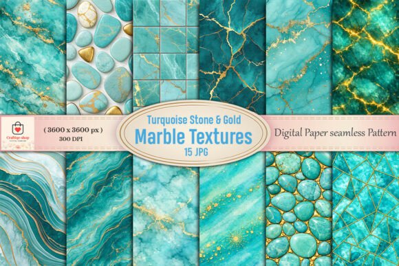Turquoise Stone Textures Digital Paper: A Versatile Tool for Creative and Commercial Projects