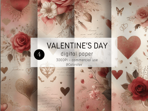 Valentine’s Day Design Elegance with Romantic Digital Paper