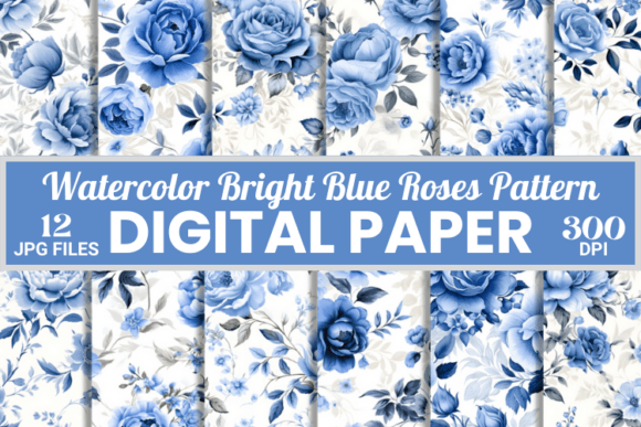 Watercolor Bright Blue Roses Pattern: A Versatile Design for 2025